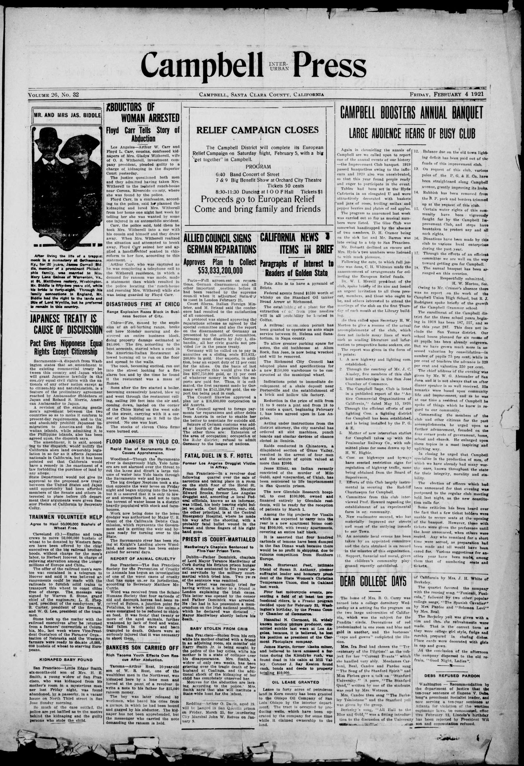 Campbell Interurban Press 1921-02-04 | California Revealed